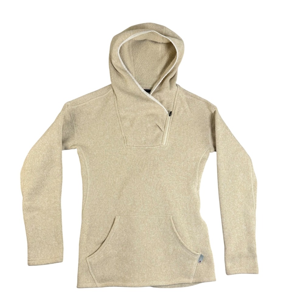Stio Womens Sweetwater Fleece Hoodie Oatmeal Beige Small Quarter Zip